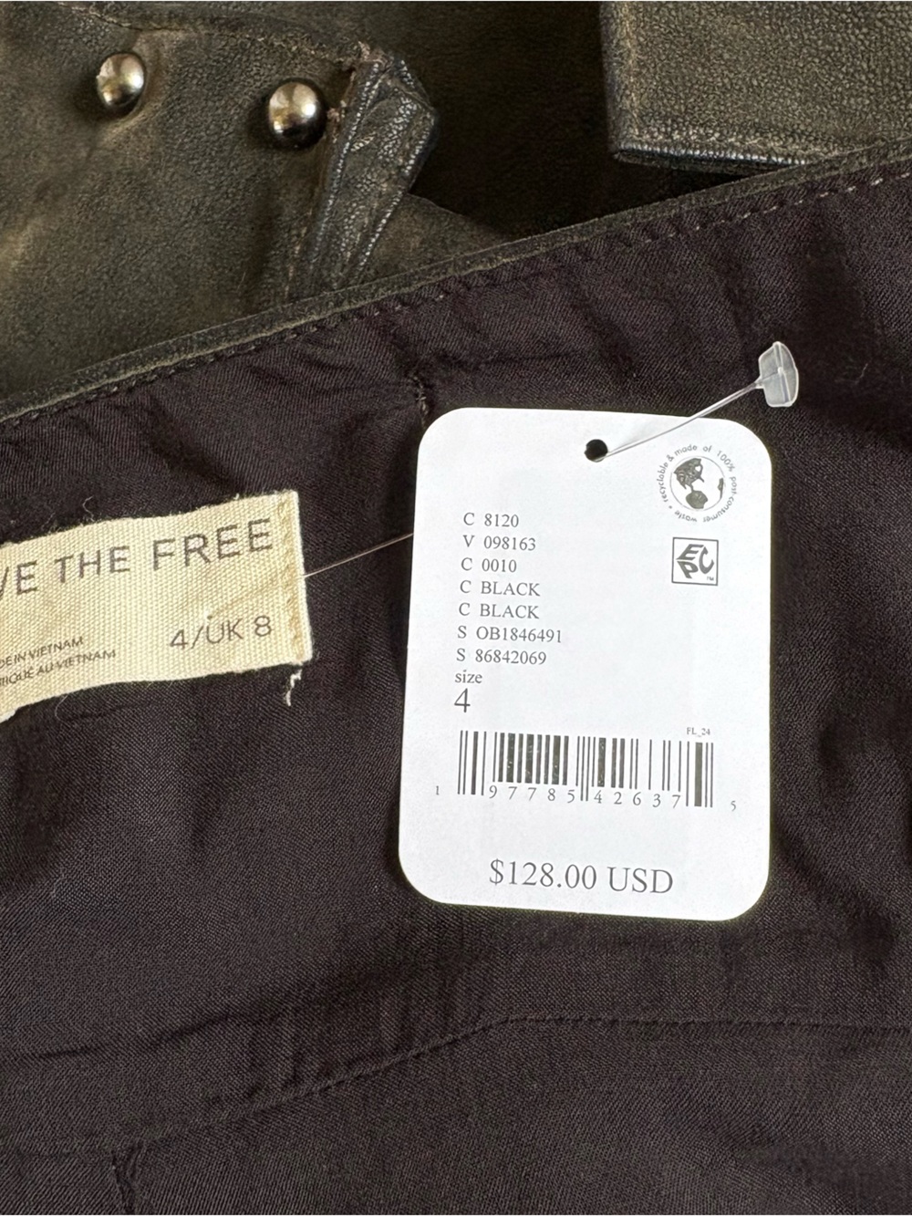 Free People We The Free Black Vegan Suede Micro Mini Cargo Skort Size 4 - Picture 13 of 15